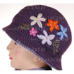 Komplet czapka + szalik kwiatki 020-01