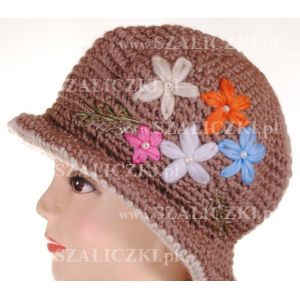 Komplet czapka + szalik kwiatki 020-03