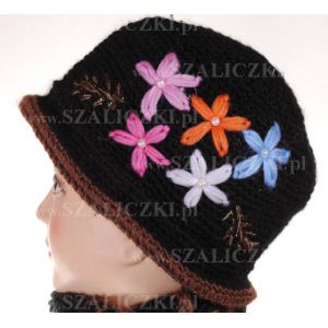Komplet czapka + szalik kwiatki 020-06