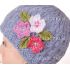 Komplet czapka + szalik naszyte kwiatki 033-02